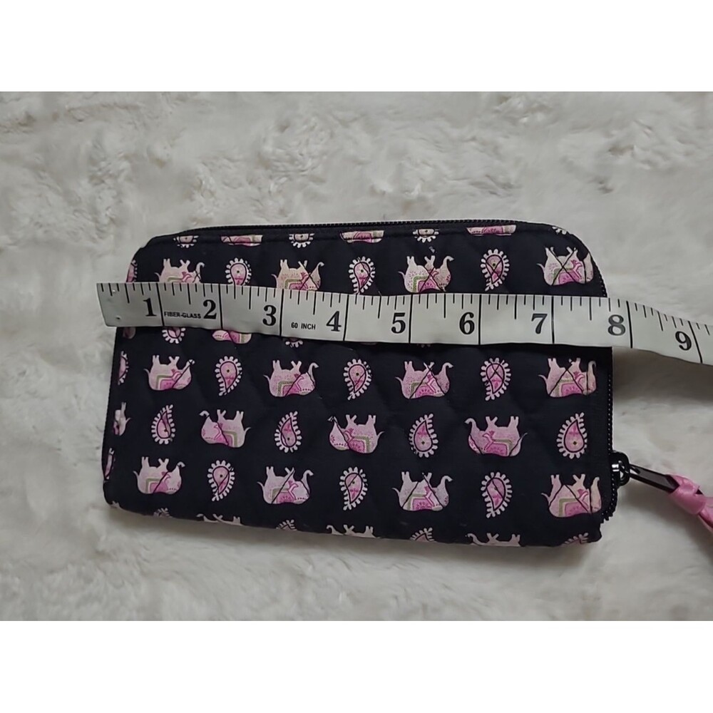 VTG Discontinued VERA BRADLEY Pink Elephant Print Quilted Wristlet Wallet - Picture 7 of 8